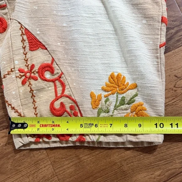 Free People Augusta Floral Embroidered Tan Braid Tie Boho Shorts - Picture 9 of 16